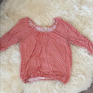 Michael Kors Orange and White Geometric Top